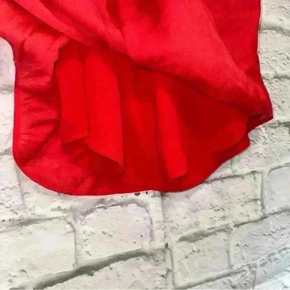 NWT Chili Red Antonio Melani “Meadow Ruffle” Tie Neck Ruffle Shoulder Blouse XL - Picture 5 of 6